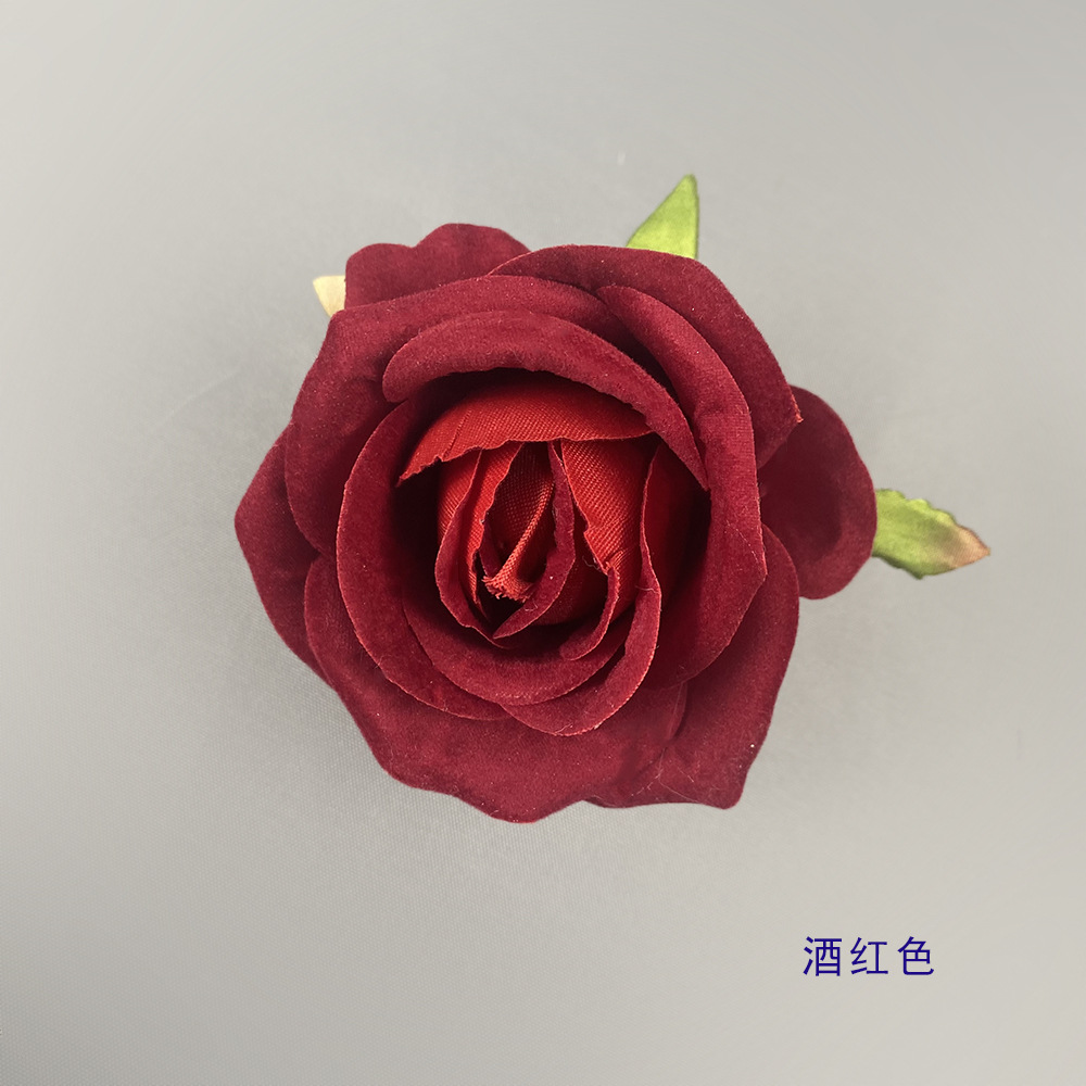 Simulación mini tela de terciopelo de diámetro de 7cm de rosa de alta simulación de cabeza de flor flor flor de pared flor de muñeca flor