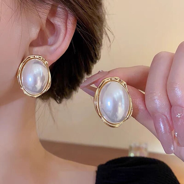 retro geometric fashionable elegant earrings pearl