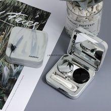 隐形眼镜盒高档便携可爱ins少女心潮个性 伴侣双联复古美瞳盒子布