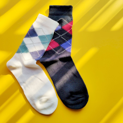 Warm socks lovely Warm socks Diamond lattice Socks Wool socks winter Thick long and tube-shaped Socks