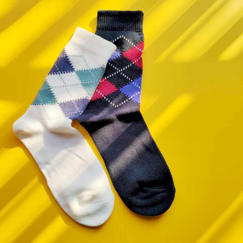 Warm socks lovely Warm socks Diamond lattice Socks Wool socks winter Thick long and tube-shaped Socks