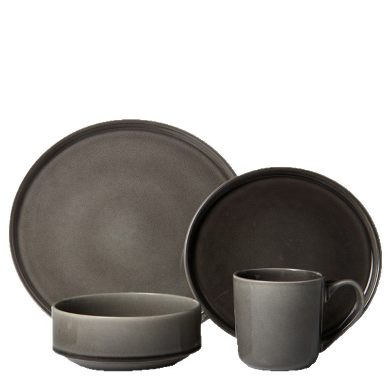 Reacción esmaltado cubiertos set al por mayor hogar cerámica de alto valor nominal platos de comedor tazas de cerámica cubiertos combinados image 6