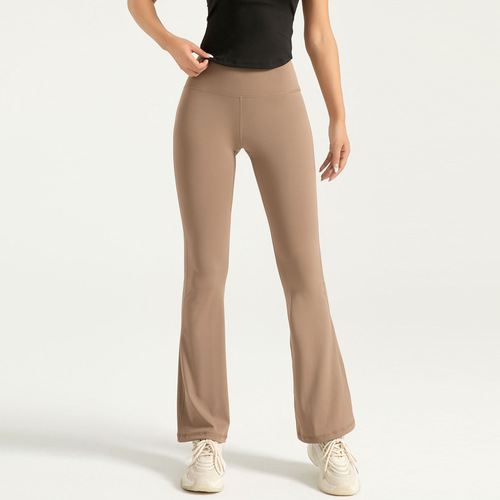 Cross-border zone high-waist tummy-tucking yoga trumpet pants, bare skin fitness seamless breathable exercise tight pants