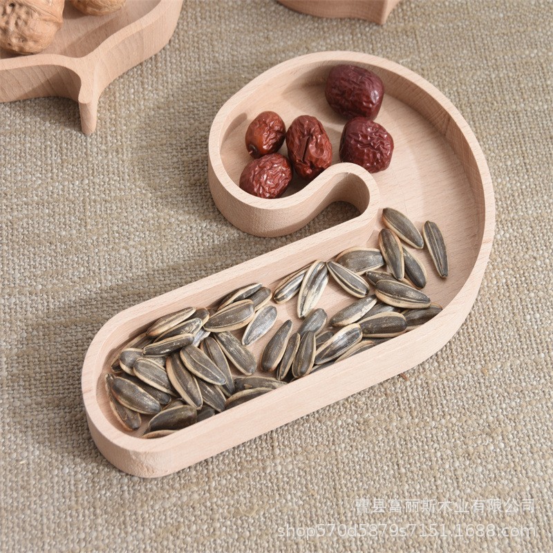 厂家批发瓜子零食木制托盘坚果盘创意干果糖果收纳盒木质工艺品