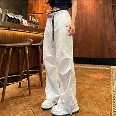 夏季新款时尚休闲裤薄款运动裤女款高腰宽松百搭刺绣伞兵工装裤子