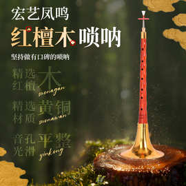 宏艺凤鸣红檀唢呐乐器全套红檀木初学者演奏专业D调喇叭大小