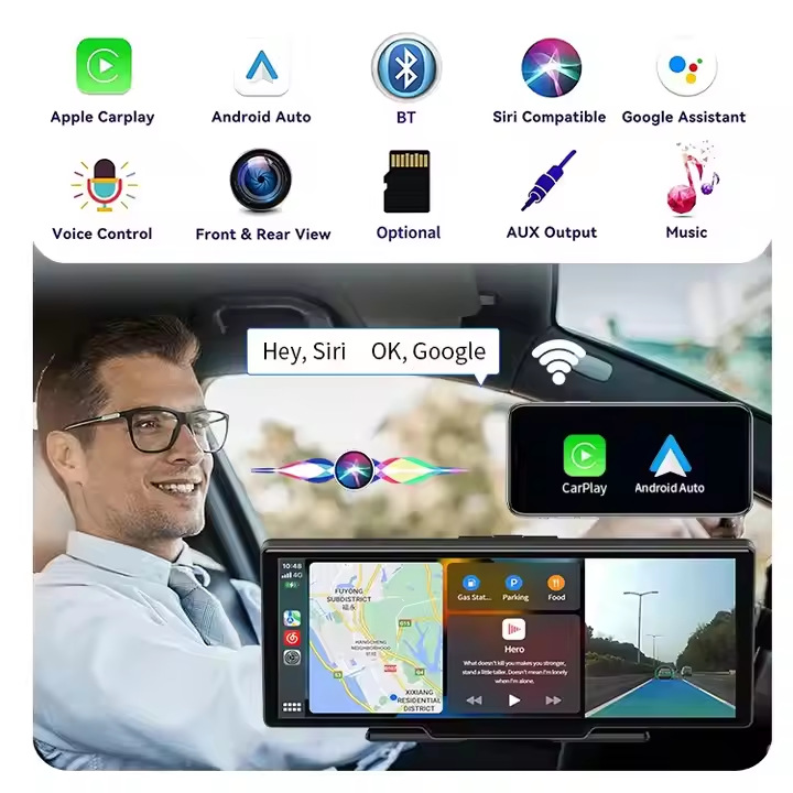 New Cross-Border 10.26-Inch 4K High-Definition Dual-Recording Dash Cam with 1080P Wireless Carplay