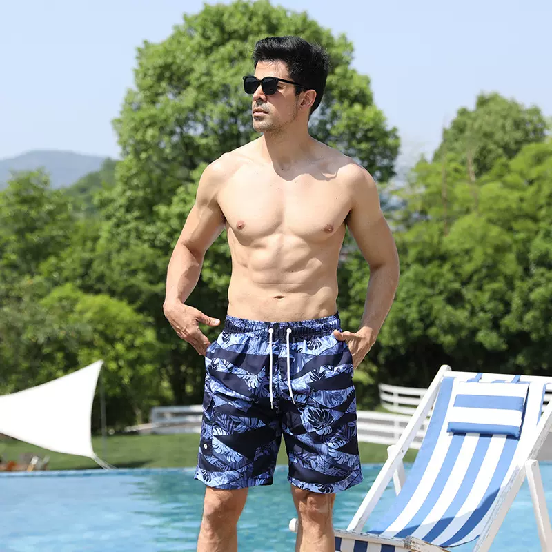 新款沙滩裤男跨境薄款海滩裤宽松休闲短裤男士欧码五分裤D2206#