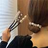 Retro hairgrip from pearl, hair accessory, flowered, adds volume