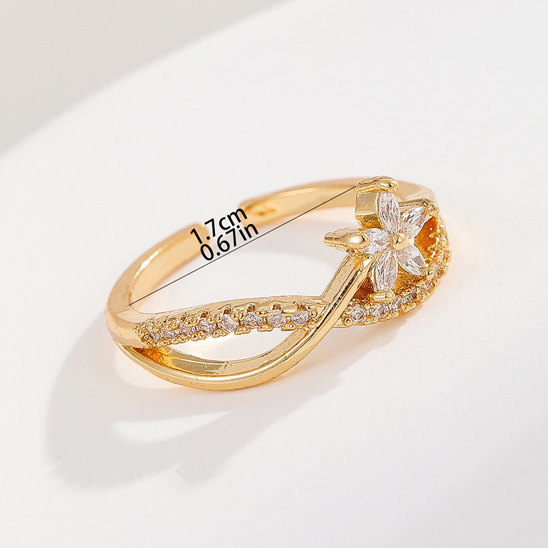 20g Weight Zircon Inlay Material Open Rings Classification 1 Piece Quantity Holiday, Banquet Occasion Copper Material Heart Shape, Crown, Flower Pattern Unisex Gender Inlay Design Lady Style Wholesale Jewelry Lady Heart Shape Crown Flower Copper Zircon Inlay Open Rings 12
