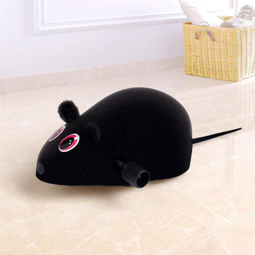 Gato juguete de peluche simulación de plástico ratón de cadena de rememente flojo gatito auto-hi alivio con cola de plumas