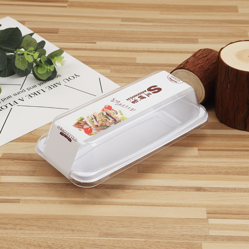 Caja única larga + pegatinas de sándwich blancas 100 juegos - caja de sándwich