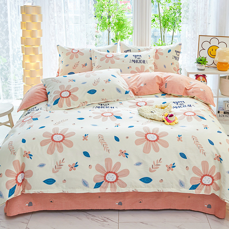 2025 ropa de cama de cuatro piezas de algodón de nuevo estilo ropa de cama de algodón funda de edredón ropa de cama de tres piezas de una sola cama doble