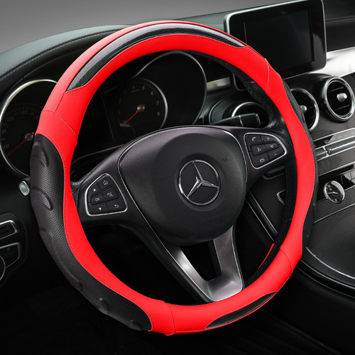 Factory-made new style fashion splicing four seasons available car steering wheel cover leather carbon fiber multiple models 