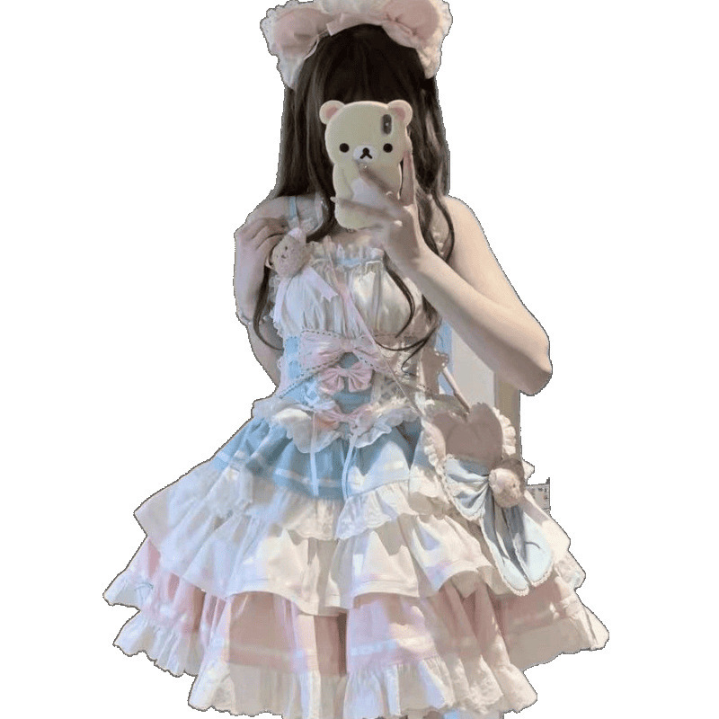 キャラメルバブルリボンスイートケープコート新しいレースロリータパッチワークドレストップスーツ|undefined