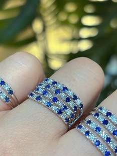 Platinum High-End Jewelry Luxury Pt950 Platinum Inlaid Sapphire Row Ring Jewelry Douyin Jewelry Wholesale Dropshipping