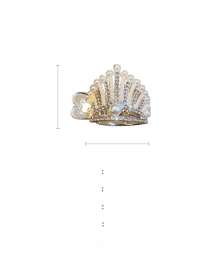 Rhinestone Crown Hair Claw Clip Metallic Shark Clip Hair Accessory_voghion.com