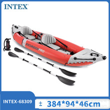 INTEX68309雙人休閑船充氣船橡皮船戶外獨木舟皮划艇皮筏釣魚船K2