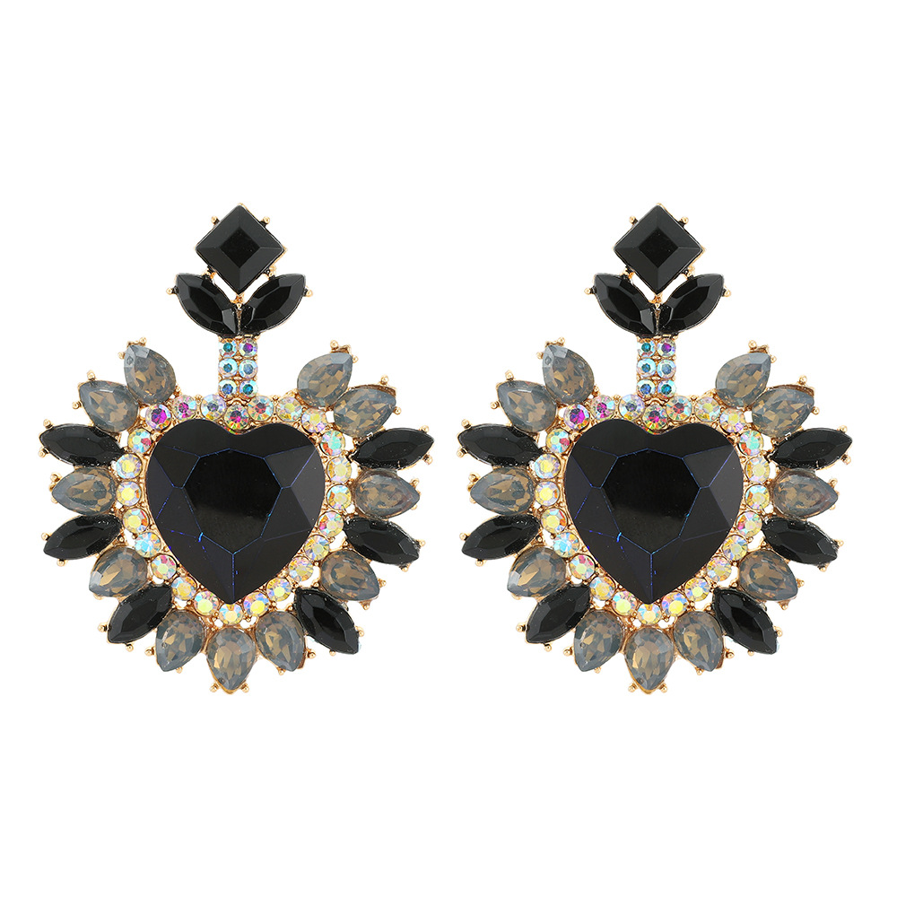 Glam Heart Shape Glass Women's Drop Earrings display picture 2