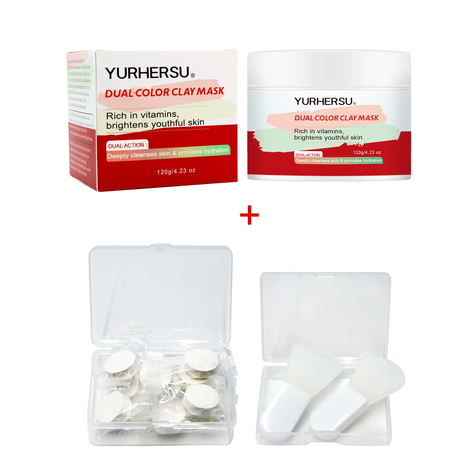 YURHERSU Чистая двухцветная грязевая пленка для лица Глубокая очистка чистых пор и угрей Увлажняющая маска