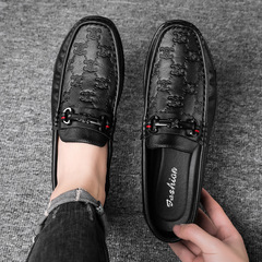 2023 New Leather Surface Bouncy Shoes for Men Slip-On Driving Leather Shoes for Young Men Fashion Slip-On Slippers for Men