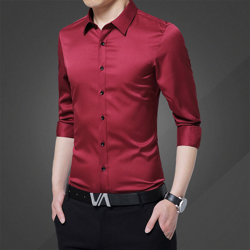 Camisa de los hombres de manga larga de primavera y otoño Delgado Ajuste de moda de negocios ropa formal no planchar camisa de los hombres guapo camisa blanca