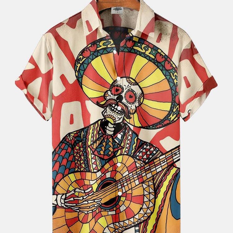 Cross Border Independent Station Men's Retro Christmas Art Casual 3D Digital Printing plus size Short Sleeve Shirt