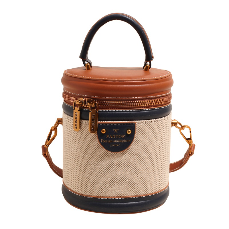 Comercio exterior transfronterizo Amazon retro bolso de cubo nuevo bolso de alta calidad bolso de mensajero de hombro cilíndrico de moda image 7