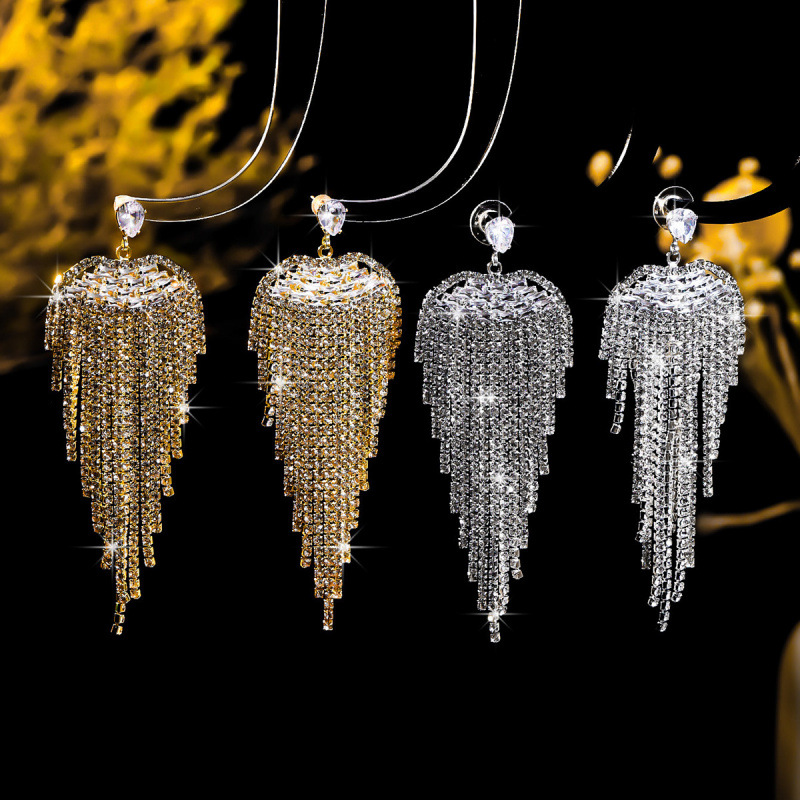 orecchini lunghi con nappe e strass in zircone super flash di alta qualità per le donne, orecchini alla moda dal temperamento_voghion.com