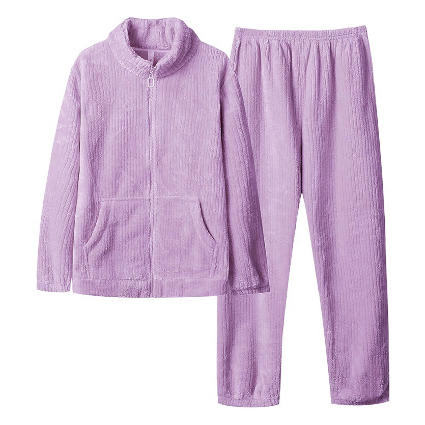 Женский домашний комплект из кораллового флиса на молнии с воротником-стойкой, утепленный фланелевый, осенне-зимний, 2026 год.