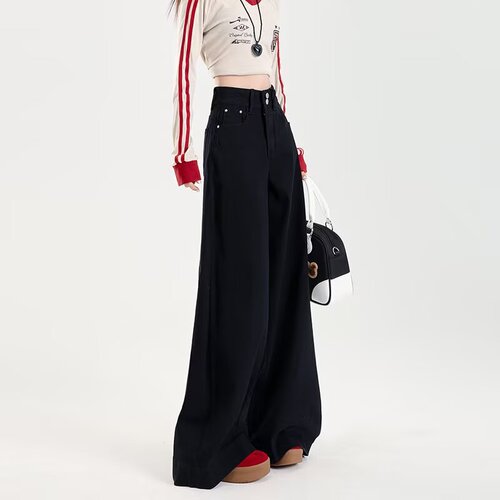 Hong Kong trend women's summer new style 2026 personalized letter jeans hip-hop ins trendy high street fashionable handsome pants
