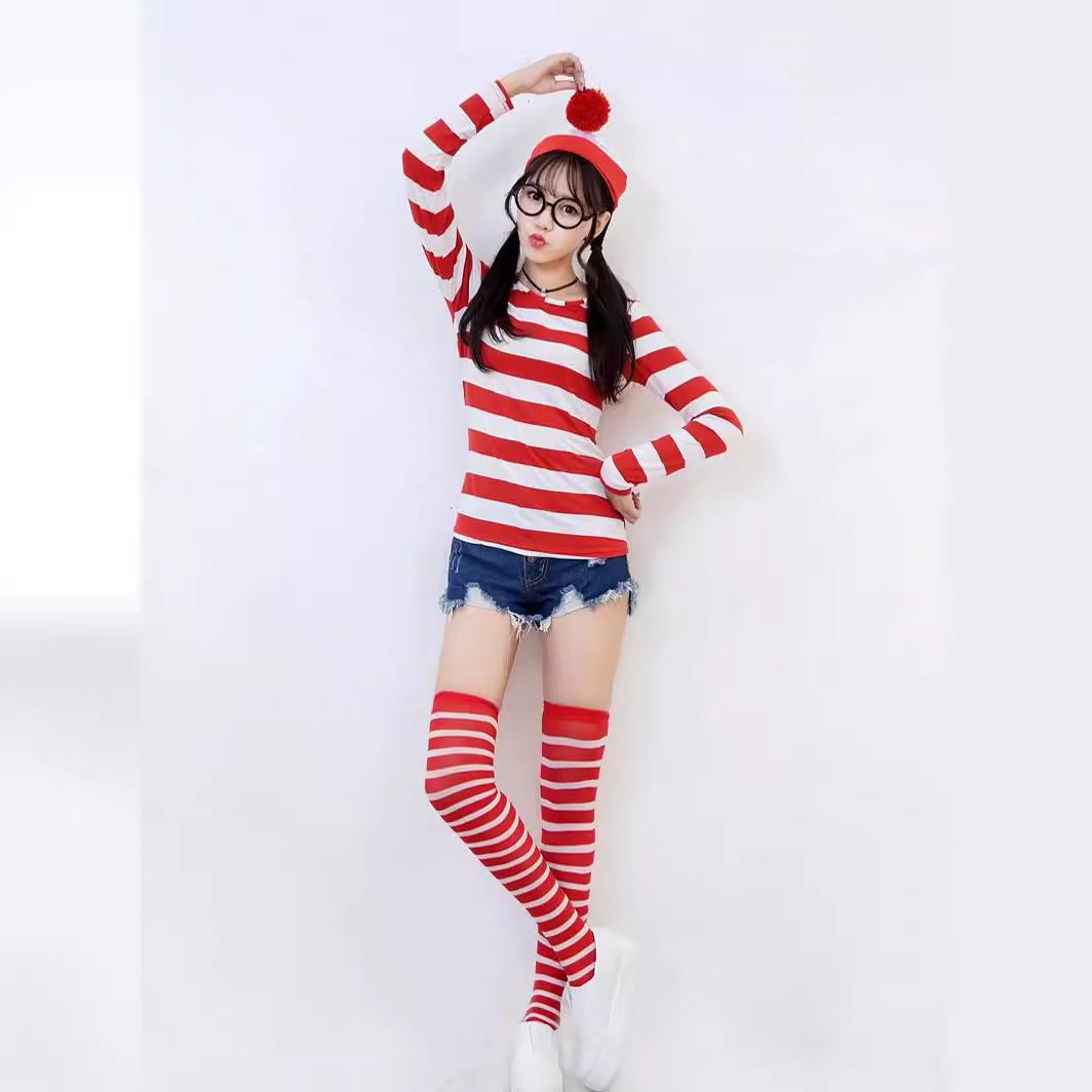 Disfraz de Halloween para padres e hijos Smart Wally Where Wally British Anime Disfraz de pareja de cosplay