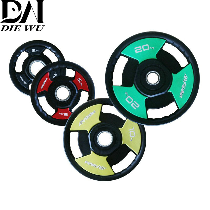 Tres y cuatro agujeros de hierro fundido revestido de barras de peso gimnasio de peso de polo austríaco pieza de campana voladora gran agujero cuatro fuerza de pieza de tendón