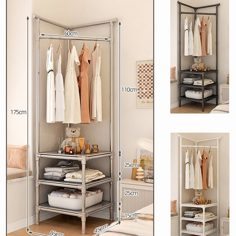 El perchero de piso de Jie Jianjia no ocupa un área de esquina, instalación multifuncional, ropa de dormitorio simple, estante de piso, ropa colgante