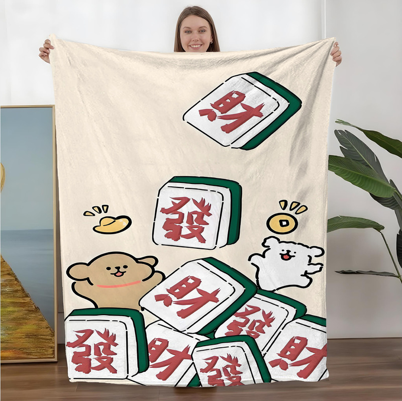 新款卡通线条狗法兰绒毛毯 数码印花毛毯 午睡a类毯 沙发盖毯空调|undefined