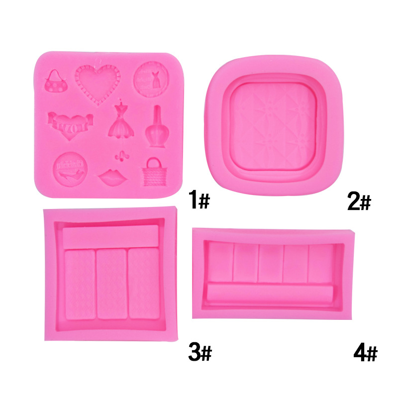 Maquillaje serie polvo pastel sombra de ojos perfume bolsa cosmética modelado silicona fondant pastel hornear decoración molde