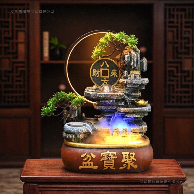 Flowing Water Brings Wealth, Feng Shui Rotating Water Circulation Brings Wealth, Living Room Home, Wealth Comes from All Directions, Treasure Bowl, Opening Gift