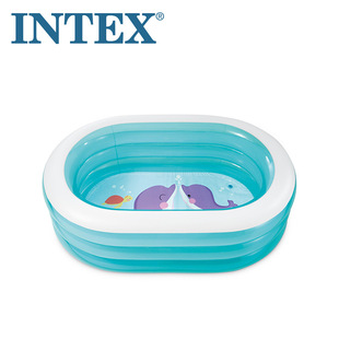 INTX 57482 children's inflatable oval pool three-layer swimming pool outdoor summer playing ball pool