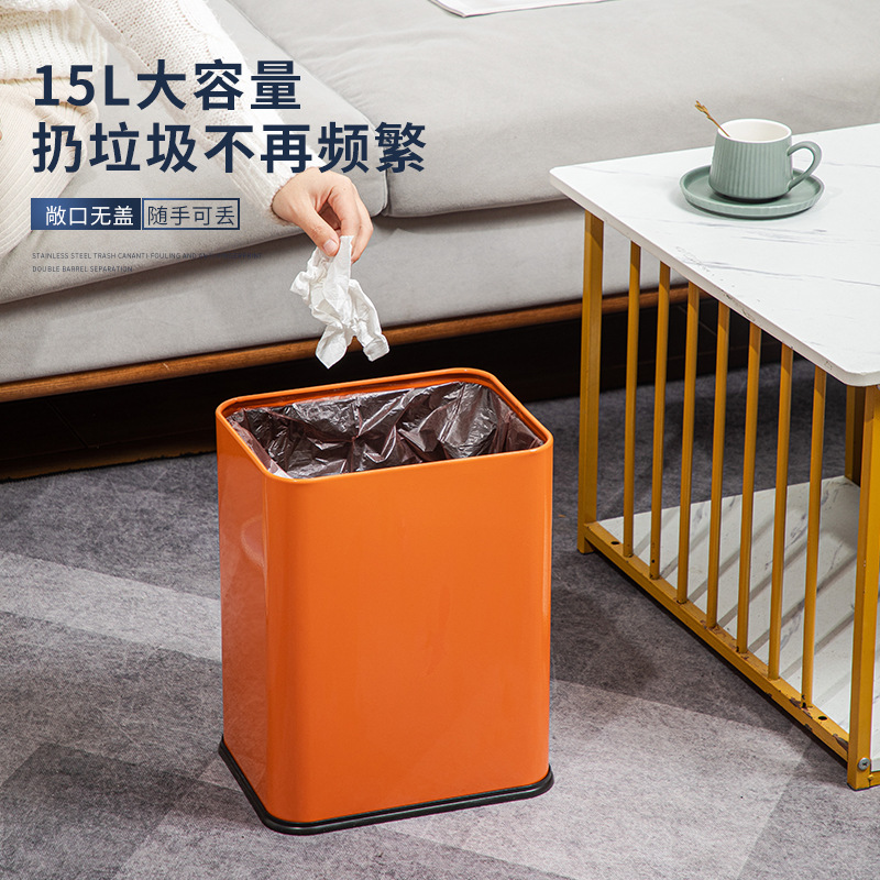 Cubo de basura de acero inoxidable para uso doméstico, cenicero de acero inoxidable de doble capa, cubo de basura para habitación de hotel, cubo de basura para club KTV