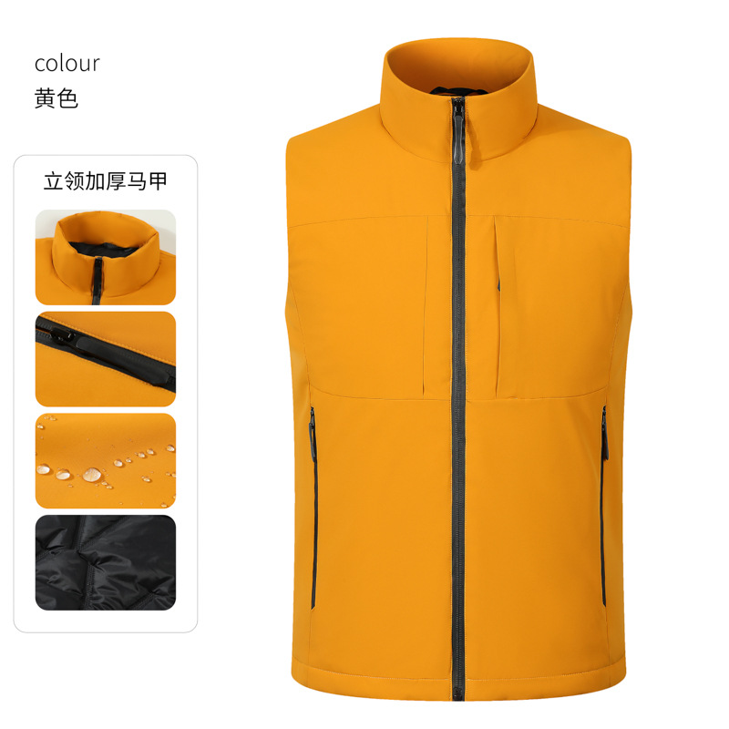 Invierno transfronterizo chaleco de plumón de hombre ropa de trabajo cálida con chaleco de plumón de hombre personalizado clip de caballo de algodón