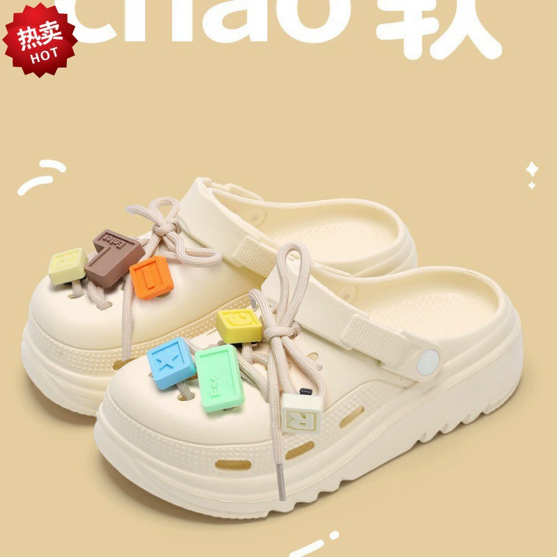 Пещерная обувь женская 2024 новая летняя одежда милый мультфильм домашний противоскользящий пляж Баотоу холодные тапочки леди