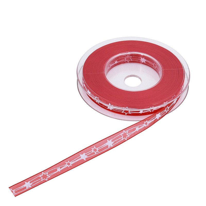 Navidad transfronteriza impresión pentagramas colorida cinta ramo de flores arco correa de árbol de Navidad DIY decoración cinta floral