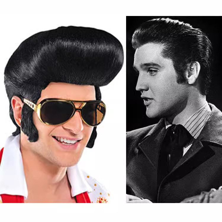 Rock singer Presley Cosplay funny wig mushroom head Halloween day party ball wig male headgear