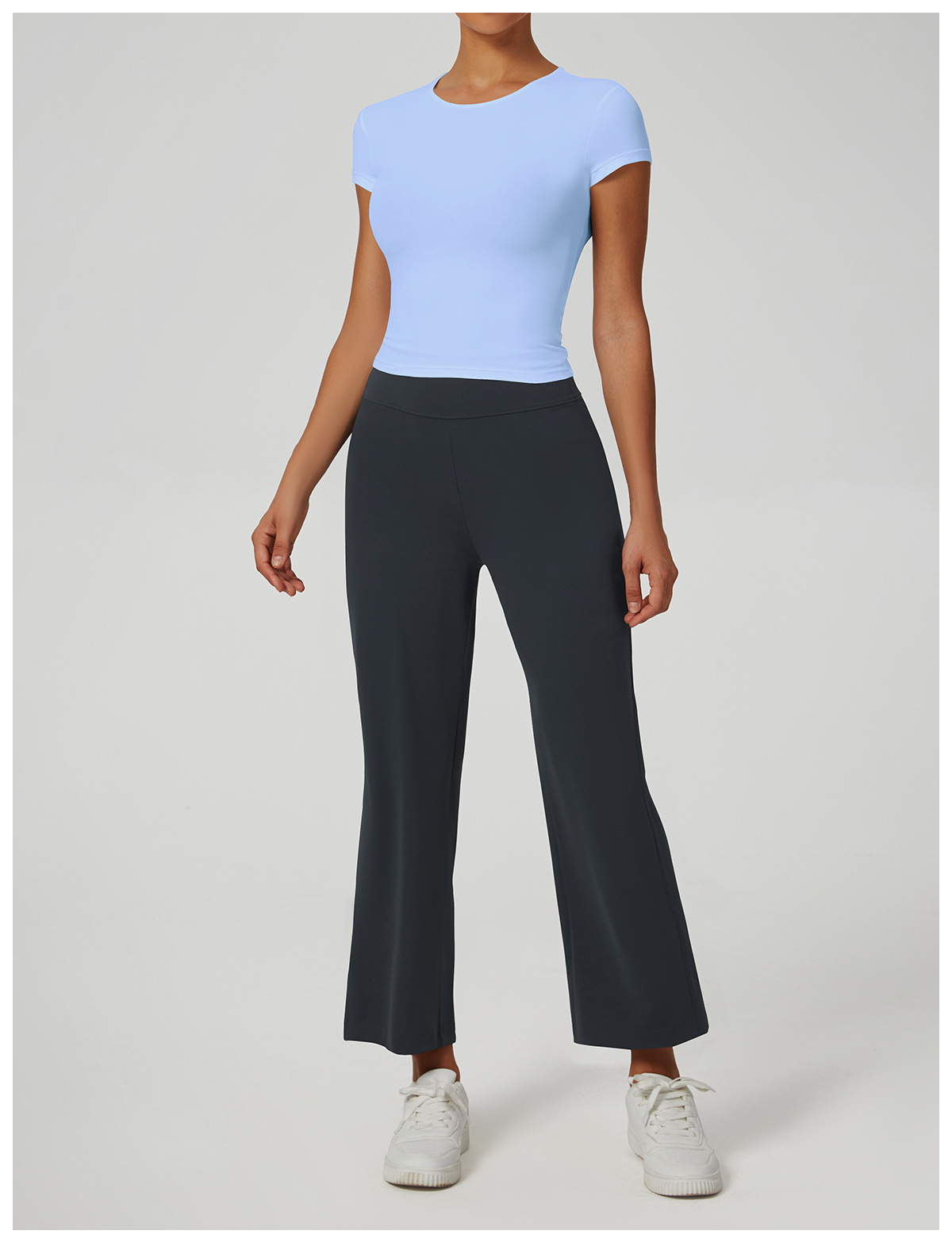 Quick Drying Solid Color T-Shirt Short Sleeved Fitness Top For Yoga Outdoor Running European American Style Tight Fitting Sports Wear_voghion.com