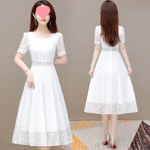 2024年新款连衣裙春夏季女装白色蕾丝气质收腰显瘦洋气高级感裙子