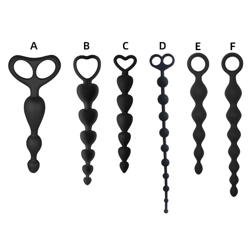 Xingwan juguetes sexuales atrio tapón anal aparato anal silicona en forma de corazón cuentas con cuentas redondas de seis cuentas