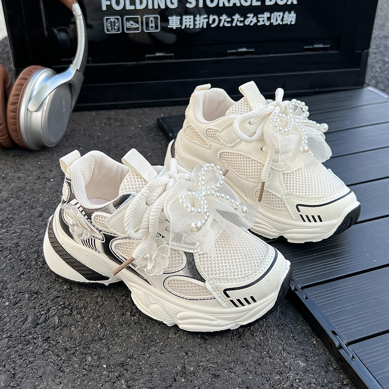 女童老爹鞋珍珠蝴蝶结时尚运动鞋2025秋季新款中大童透气休闲鞋潮|undefined