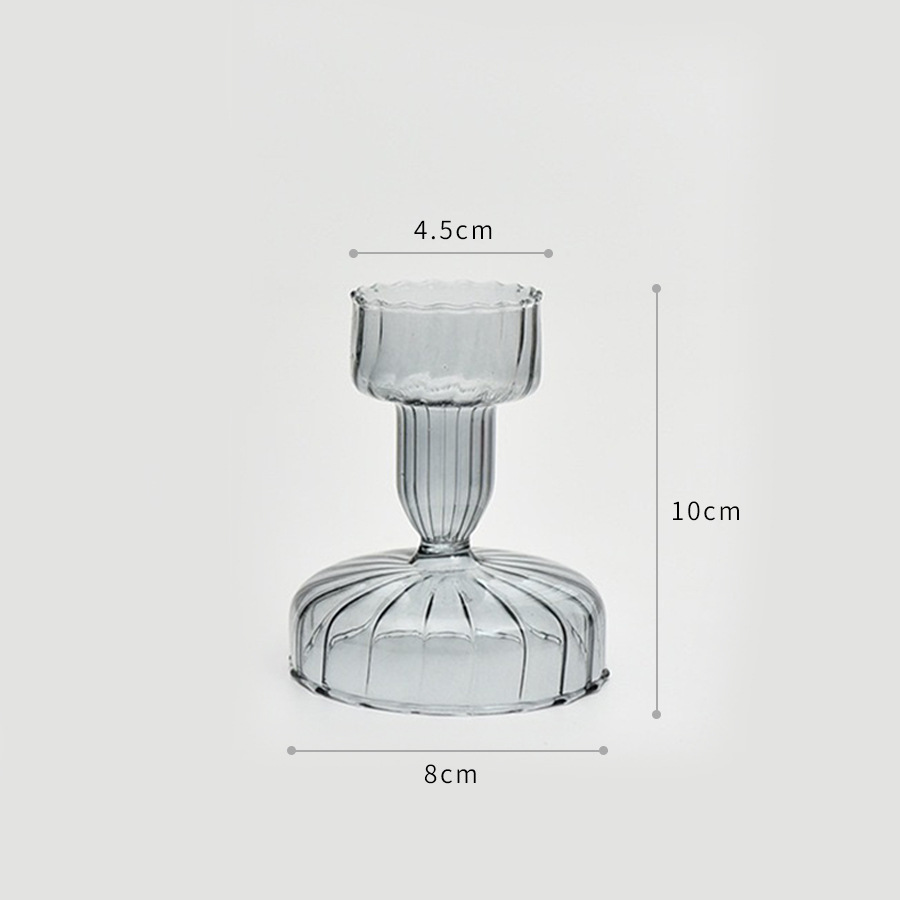 A rayas creativo candelabro de vidrio de color transparente candelabro mesa de comedor decoración europea de doble uso candelabro de fábrica al por mayor