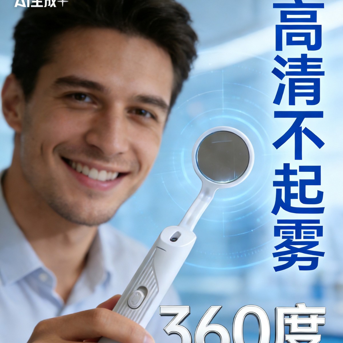 直销LED微晶防雾口腔镜牙齿内窥镜看牙镜子牙科家用带灯检查工具