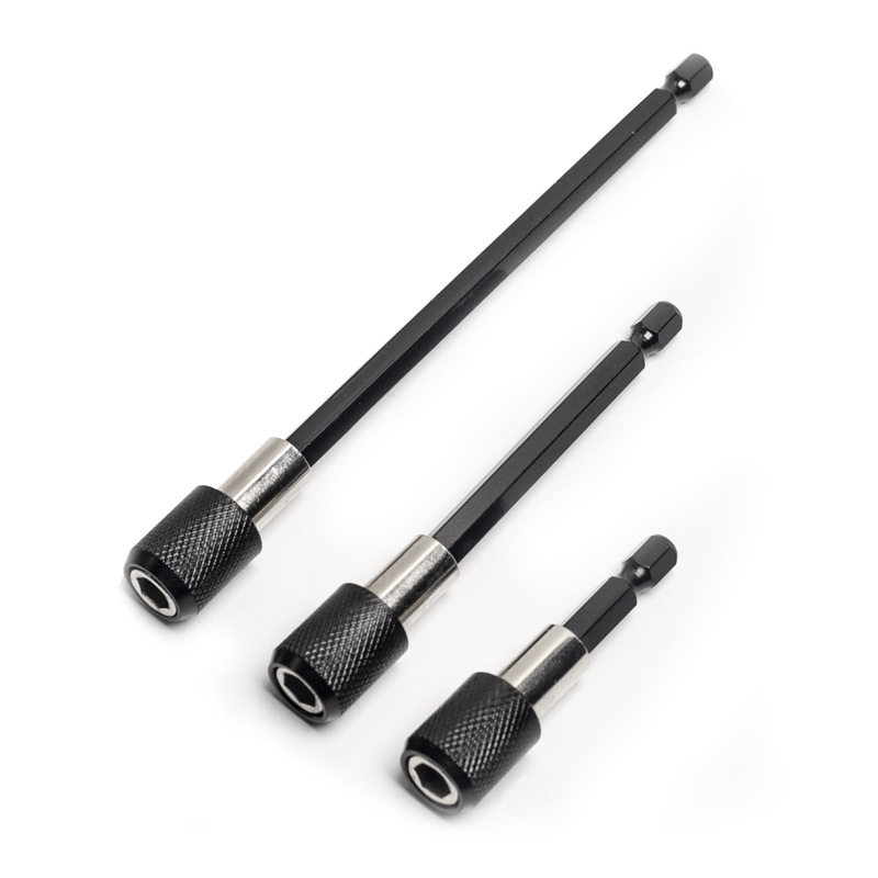 跨境1/4内六角转换接杆6.35六角柄批头黑帽快脱接杆60/100/15